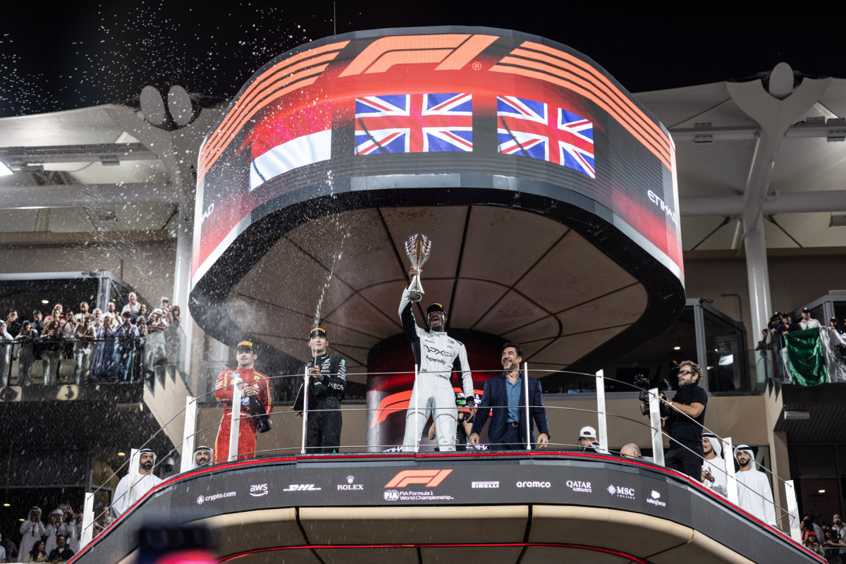 Javier Bardem, Damson Idris, George Russel, Charles Leclerc - Abu Dhabi 2024
